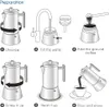 EasyWorkz Diego Presso Espresso Maker ze stali nierdzewnej Włoska maszyna do kawy 4CUP 6,8 uncja indukcja Moka Pot 240307