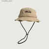 Wide Brim Hats Bucket Hats Outdoor Camping Fisherman Hat Mens and Womens Fashion Functional Workwear Pure Cotton Visor Sunscreen Climbing Basin Hat L240305