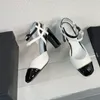 24SS Calfskin Womens Chunky Heels Sandaler Designer Silk Slingbacks Klädskor med BOWTOT DUBBEL PUMPAR Bröllopssko justerbar fotledsspänne Summer Casual Shoe