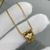 Colar de pingente de designer Sweet VanCA colar de caleidoscópio de prata pura banhado com trevo de ouro 18K caleidoscópio pingente colar corrente 7YEB