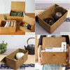 蓋付きの収納バスケット織りの保管バスケットLid Rattan Sundries Box Wicker Handmade Sorting Boxes Seagrass Jewelry Organizer 210609ドロップDHR6C