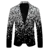 男性ブレザーデザイン印刷スパンコールスーツジャケットDJクラブステージシンガー服ナイトクラブブレザーウェディングパーティースーツジャケット240306
