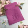 Gift Wrap 100Pcs Customize Print Jewelry Pouches Personalized Small Business Packaging Dstring Microfiber Ring Earings Bags Drop Deli Dhjis