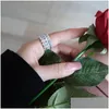 Bröllopsringar Fashion Personlighet Emerald Cut Moissanite Row Ring Trendy Bands Women Geometric Drop Delivery DH0UO