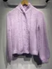 Tricots pour femmes Femmes Simple Boutonnage Violet ou Rose Pull Automne 2024 Creux Casual O-Cou À Manches Longues Doux Cardigan Tops Pour Dames