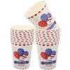 Disposable Cups Straws 48 Pcs American Flag Paper Cup Patriotic Flatware Independence Day Tableware