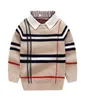 Jesienne ciepłe wełny Sweter Sweet Plaid Children Chłopcy bawełniany sweter pullover 27y dzieci moda wierzchnia 7844480