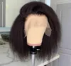 Yaki corte curto bob kinky em linha reta preto peruca dianteira do laço para mulheres com babyhair natural linha fina sintético calor ristant diário3701859