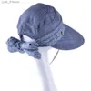 Шляпы с широкими полями Панама TQMSMY Летние солнцезащитные шляпы для женщин с защитой от УФ-излучения и складной шарф-шляпа с маленьким цветочным узором защищает шею бантиком cs TMP08 L240308