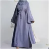 Vêtements ethniques Maroc Caftan Musulman Abaya Femmes Robe sans manches Ensemble 2 pièces Robe Dubaï Kimono Cardigan Robe Abayas Eid Ramadan Dro Dhn03