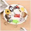 Chine Style Souvenir 100pcs Porte-clés Dessin animé Party Favor Mignon Sile PVC Porte-clés Pendentifs Clé Étui de protection avec anneau en métal pour Su Dhjls