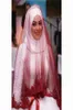 Nytt ett lager spets kant muslimska brudslöjor midjlängd tylls arabiska bröllopslöja 26751732115137