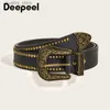 Belts Deepeel 3.3*cm Women Faux Leather Belts Goth Punk Style Pin Buckle Decorative Jeans Waistband Corset Luxury Belt L240308
