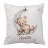 LVYZIHO Sleeping Bear Custom Name Crib Sheet Set Sleeping Bear Sleep on Moon Crib Bedding Set Baby Shower Gift Bedding Set 240229