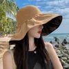 BERETS 2024 Summer Vinyl Hat Female UV Protection Sun With Wide Brim Travel Outdoor Bortable Thin