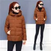 Damskie okopy płaszcze kobiety skróć bawełniane kurtka swobodna żeńska kategorie 2024 czarny moda puffer zimowy płaszcz z kapturem luźne kurtki