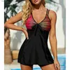 Damskie odzież kąpielowa damska letnia moda moda damska pasek bikini 2-częściowy zestaw strojów kąpielowych 3D z ramion S-6xl L240308