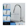 Kitchen Faucets Brushed Nickel Pl Out Sink Water Tap Deck Mounted Mixer Stream Sprayer Head Cold Taps Black Chrome Drop Delivery Hom Dhirw