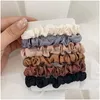 Pony Tails Titular Elegante Francês Cetim Hairband Imitação de Seda Cordas Clássico Headband Elástico Corda de Cabelo 6 Pçs / Set Atacado Drop Deli Dhmzc