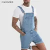 CARANFIER été hommes jean salopette avec poche décontracté Denim combinaison courte pantalon homme jarretelle vêtements mode Streetwear 240227