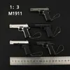 Gun Toys Alloy Pubg Jedi 1 3 Mini Stallion 1911 Model Gun Löstagbar Toy Gun Keychain Toy Spinner för Boy Gift Collection för vuxna 240307