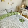 Ins Simple Style Bettbezug-Set mit Kissenbezügen, Bettlaken, ohne Bettdecke, graues Bettwäsche-Set für Jungen und Mädchen, Einzelbett, Doppelbett, 240228