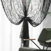 Rideau en dentelle florale noire, drapé de fenêtre à poche transparente, attrayant, anti-poussière, à motifs durables, fournitures pour la maison
