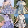 Uniforme scolaire coréen pour filles, jupes plissées, jupe à carreaux ALine taille haute japonaise, uniformes JK Sexy pour femmes, ensemble complet 240301