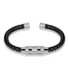 Link pulseiras moda aço inoxidável pulseira de couro masculino 3 cores opcional para pulseira corda jóias pulseira