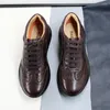 Chaussures décontractées pour hommes, baskets en cuir de Crocodile, mode jeunesse, semelle épaisse, tête ronde, coussin d'air, 2024