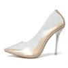 Luxury Party Shoes Womens High Heels Transparenta Single Shoes Pointed Mouth Mouth Thin Heels Womens Shoes Large Size 35-42 240304