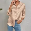 Damesblouses Dames V-hals Lange mouw Button Down Satijn Kantooroverhemd Luipaard Hoge Lage Zoom Werkblouse