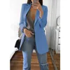 European and American Fashion Casual Suit Polo Neck Slim Fit Cardigan Temperament Womens Coat Spring and Autumn 240226