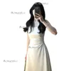 French Waist White Halter Dress, Luxury Feeling Summer New Fairy Dresses 491