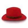 Bérets Vintage Western Cowboy chapeau hommes rétro Bowler Fedora femme noir rouge feutre large bord Jazz casquette Cowgirl Sombrero Hombre