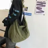 Mulheres lona sacos de ombro grande capacidade grosso algodão pano livros bolsa tote sólido crossbody saco grande bolsa de viagem para senhoras 240305