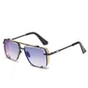 2024 retro square women's sunglasses Neon Sunset Gradient Metal Mesh Sunglasses Mens and Womens UV Protection 1906