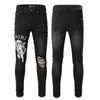 Designer amirir jeans Trendbroek voor heren Hoogwaardige mode-jeans met gaten Luxe skinny broek gescheurde zwarte blauwe jeans Slim-fit multi-size
