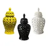 Vases Pot de gingembre en céramique Style chinois avec couvercle Vase à fleurs décoratif de 14 pouces