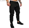 Men's Pants Fashion Mens Skinny Urban Straight Cargo Pants Leg Trousers Pencil Jogger Tactical Cargo Pants Male army Trousers 240308