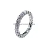 Eheringe Ewigkeit M Moissanit Diamant Ring 100% Echt 925 Sterling Silber Party Band Für Frauen Männer Verlobung Schmuck Drop Liefern Dh3Ya