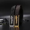 fashion business and leisure men designer belts crocodile skin material steel qualitative smooth buckle belt Width is 3 8 cm2848
