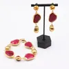 Necklace Earrings Set GuaiGuai Jewelry Natural Red Agate Fancy Gold Color Plated Nugget Glass Gourd Beads Bracelet Sets Handmade For Women