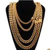 Catene Catene Cuba Fibbia con rubinetto in oro 18 carati Acciaio inossidabile Titanio Densità 8 mm/10 mm/12 mm/14 mm/16 mm Miami Cuban Link Mens Drop Delivery Dhoi9