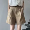 Damesshorts Puur Katoen Damesriem Mode Losse Hoge Taille Casual Wijde Pijpen Pak Zomer Koreaans Kantoor Dame Alle Match