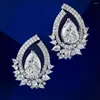 Studörhängen Shop Luxury 925 Sterling Silver Pear Cut 8 12 MM Lab Sapphire Gemstone Sparkling Ear Studs Smycken