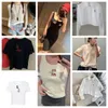 Damen-T-Shirts, T-Shirt aus Baumwollmischung, bedruckte Stickerei, Designer-Anzugkleider, Ärmelshorts, Lady Long Crop Hoodies Femme, Vintage-Tanktop, abgeschnitten, 24 ss