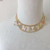 Luxus Marke Designer Anhänger Kanal Halsketten Doppelschicht Perle Kristall Vergoldet Edelstahl Buchstabe c Choker Halskette Kette Schmuck Zubehör