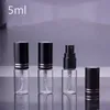 100pcslot 5ml 10ml 15ml frasco de perfume de vidro preto portátil com atomizador recipientes cosméticos vazios para viagens 240229