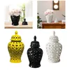 Vases Pot de gingembre en céramique Style chinois avec couvercle Vase à fleurs décoratif de 14 pouces